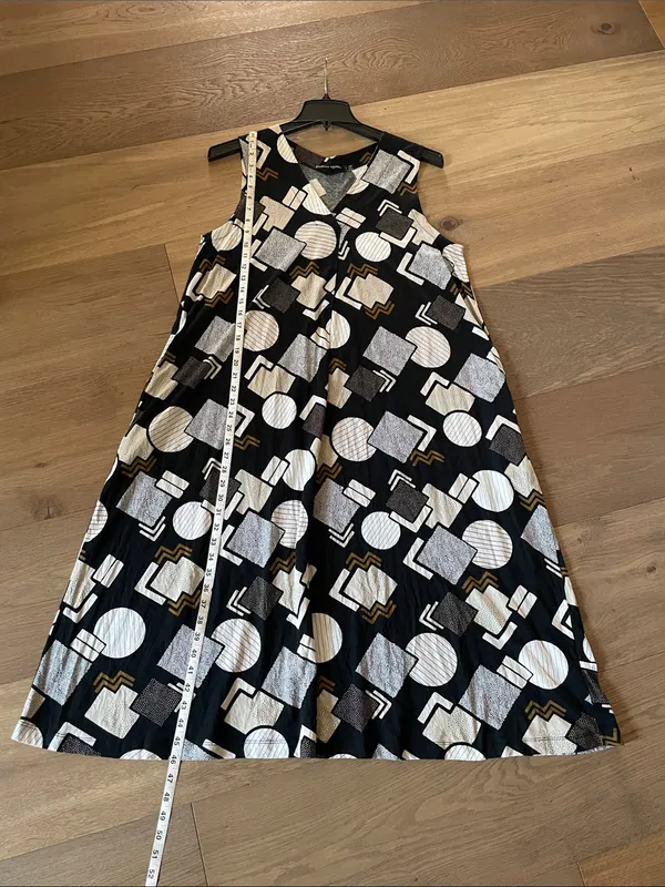 Gudrun Sjodén Sleeveless Black Midi Dress With Abstract Geometric Print Size L - Image 8