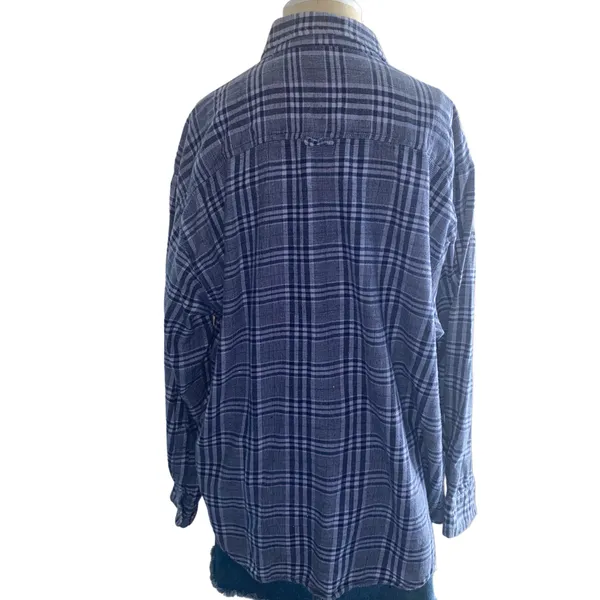 Vintage Appalachian Trail Blue Flannel Shirt - Image 3