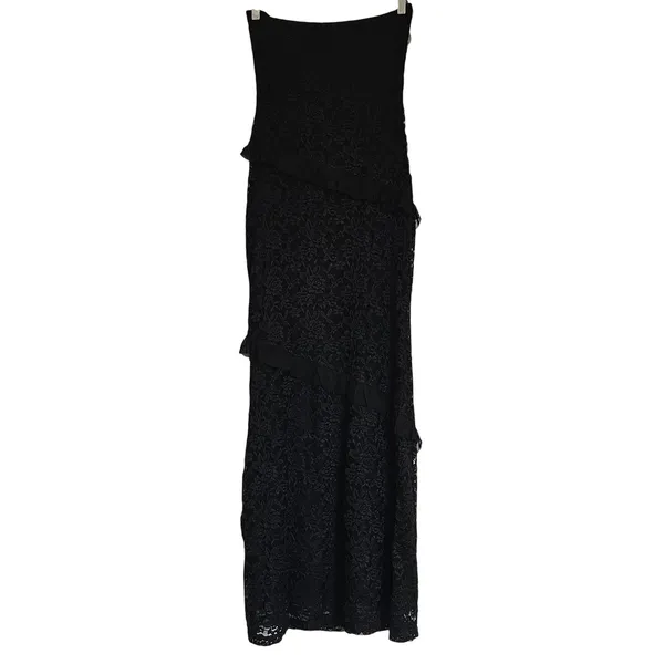 More to Come Revolve Black Xandra‎ Strapless Ruffle Lace Cocktail Maxi Dress NWT - Image 7