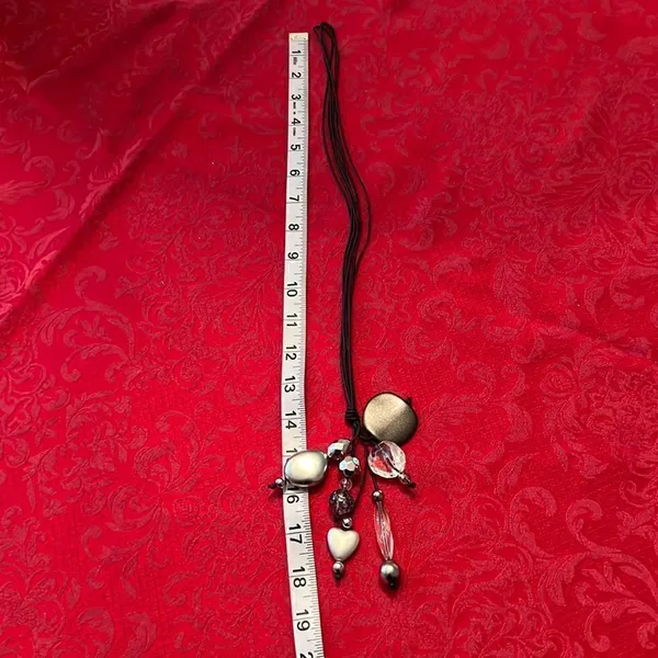 Silver & clear beads on a long multi cord necklace cute stylish versatile GUC - Image 5