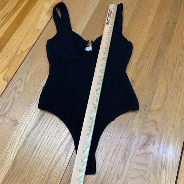 ASTR The Label Black Ribbed Underwire Sweetheart Bodysuit ACT15936‎ Womens Small - Image 3