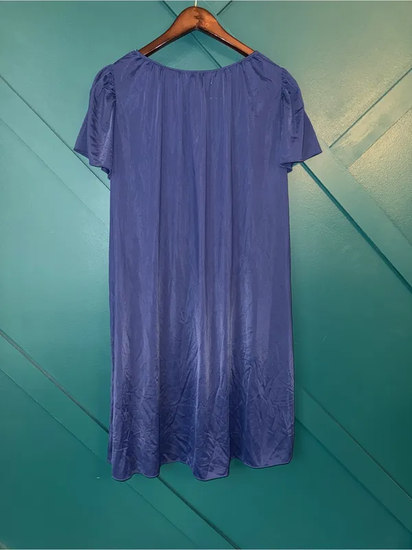 Vintage Inspired Navy Nightgown Embroidered Sleep Victorian Inspired Dress - Image 3
