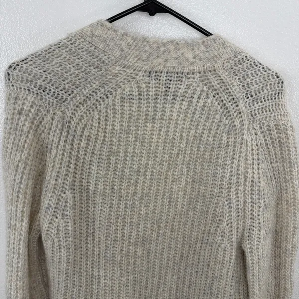 Banana Republic Cardigan Womens Small Beige Merino Wool Alpaca Blend Open *HOLE - Image 8