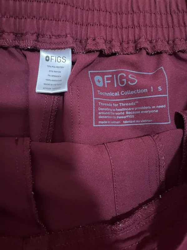 Maroon FIGS Scrub Pants - Image 3
