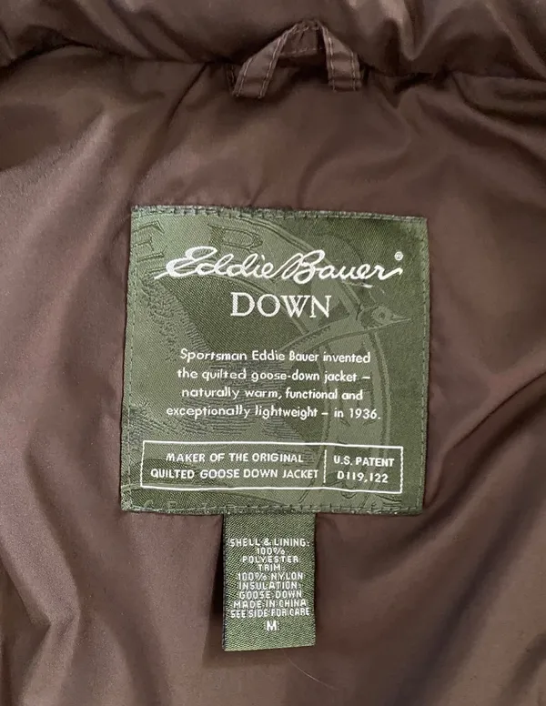 Eddie Bauer Women’s M Brown Down Puffer Vest Full Zip Pockets Lightweight - Image 4