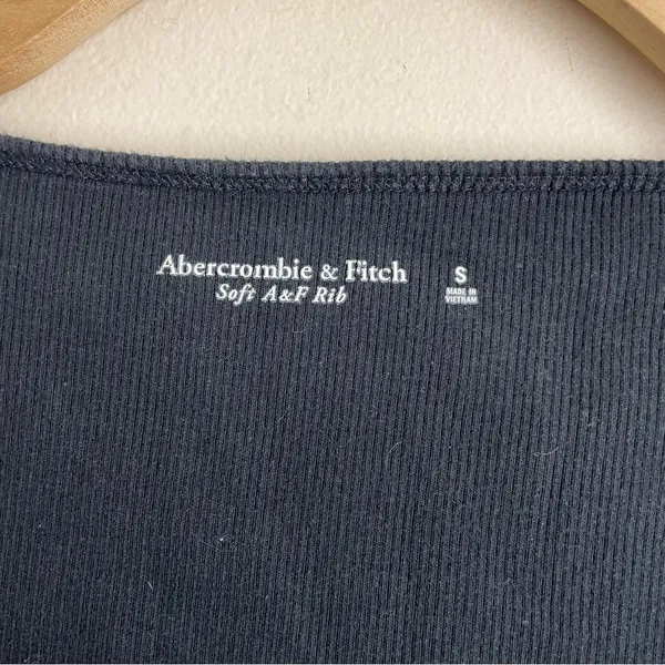 Abercrombie & Fitch Rib Hook Front Bodysuit Black Long Sleeve S Square Neck - Image 11