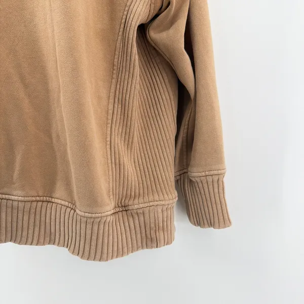 Aerie Camel Tan Oversized Ribbed Trim Crewneck Sweatshirt Medium Pullover Cozy - Image 2