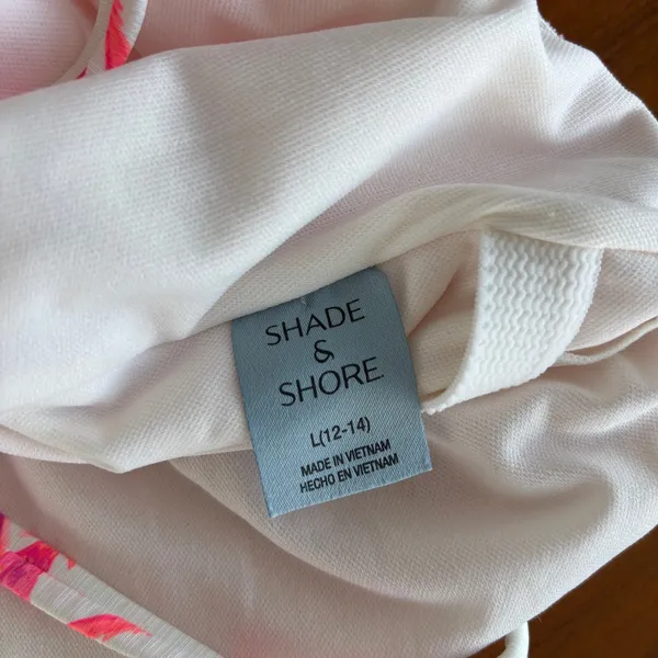 Shade & Shore One Piece Swimsuit L Pink Purple Palm Tree Beachy Tropical Whimsy - Image 3