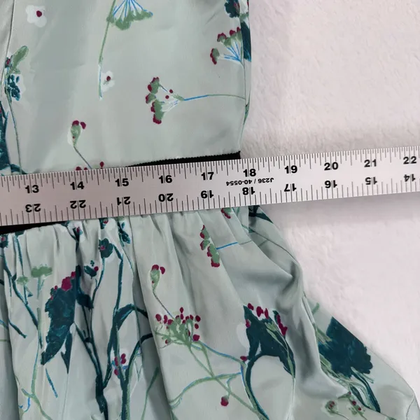 Tuckernuck Floral Tiered Dress Long Sleeve Womens XL Green Black‎ Trim READ - Image 3