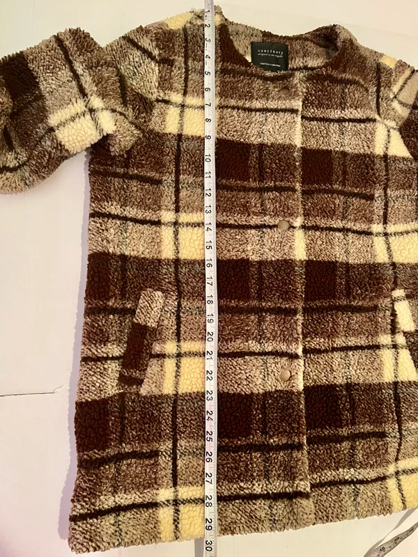 Plaid Snap Button Sherpa Teddy Jacket/ Coat - Image 11