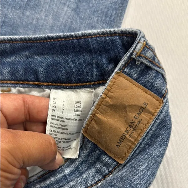 American Eagle Outfitters Medium Blue Ripped Skinny Jeans - Image 7