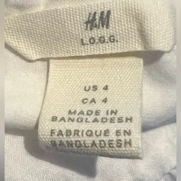 H‎ & M White Collar 5 Button Sown V Neckline Cotton Blouse Women’s Size 4 - Image 10