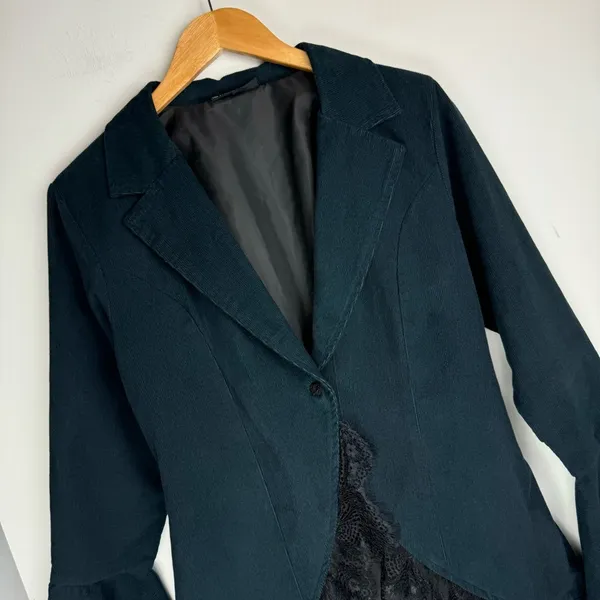 The Pyramid Collection Corduroy Corset Lace Up Jacket Sz Small Lace Trim - Image 4