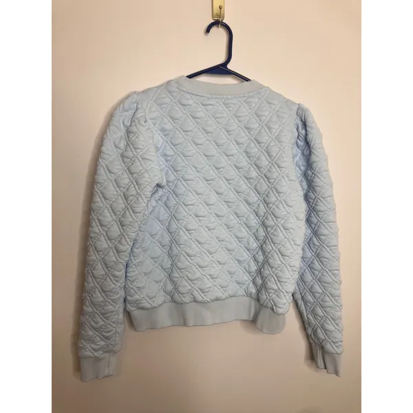 Tuckernuck Sport Quilted Sweatshirt Women S Light Blue Excellent Puff Shoulder - Image 6