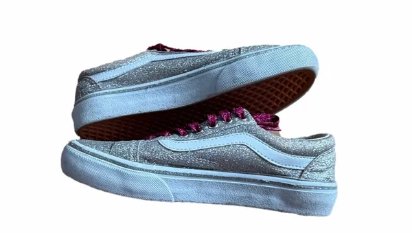 Vans Sparkly Low-Top Sneakers with Burgundy Laces - Image 5