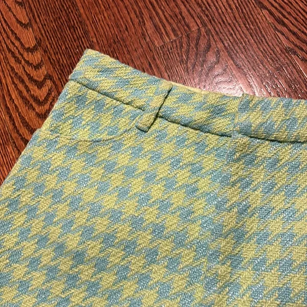Zara Blue Green Houndstooth High Waisted Shorts - Image 2