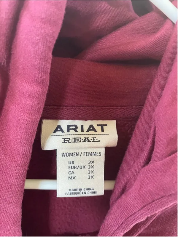 Women's Ariat Burgundy Hoodie Plus 3X with Pink Logo - Image 2
