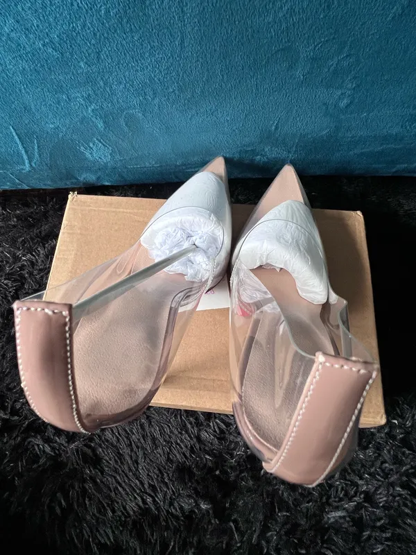 Clear Nude Pointed Toe Stiletto Heels Transparent Pumps US 8.5 EU 39 New - Image 6