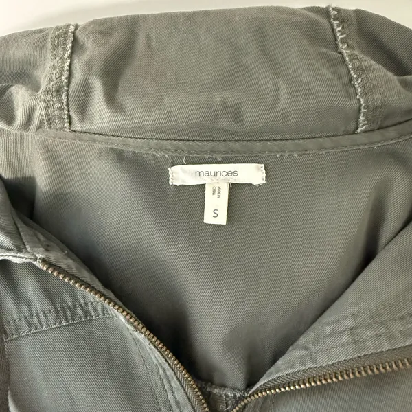 Maurices Anorak Jacket Solid Olive Green Hooded Utility Outdoors - Image 11