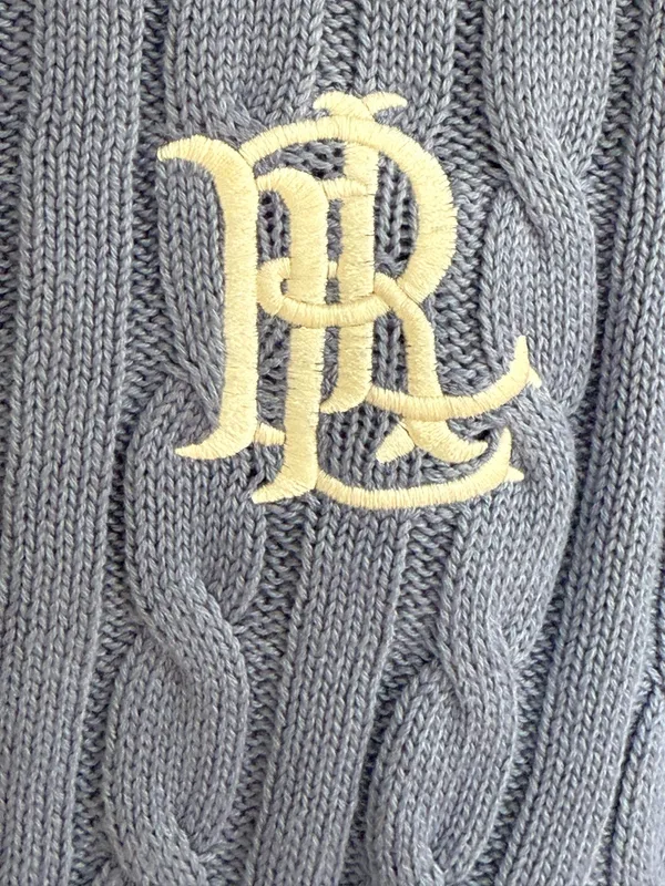 Lauren Ralph Lauren grayish blue Cable Knit Short-Sleeve Sweater size XS - Image 3