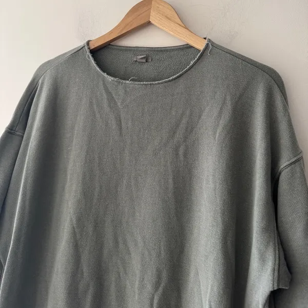 Aerie Sage Green Distressed Oversized Crewneck‎ Pullover - Image 2