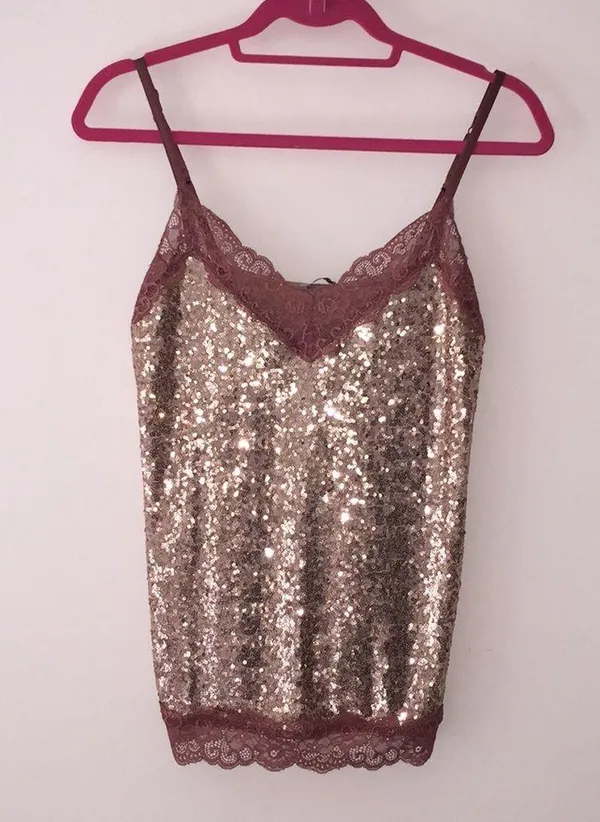 Intimissimi Sequin & lace camisole top. S - Image 3