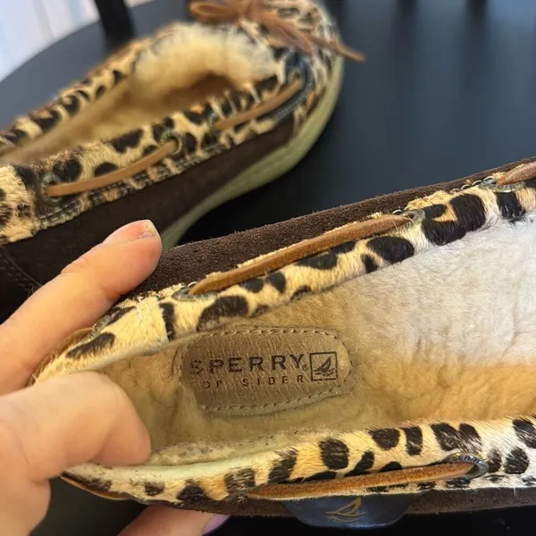 Sperry angelfish leopard Sherpa lined moccasin loafers 8 - Image 3