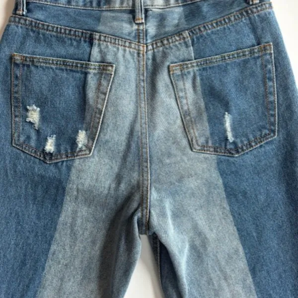 Dance & Marvel Jeans Women's M Blue Distressed Raw Hem Wide Leg High Rise Ankle - Image 9