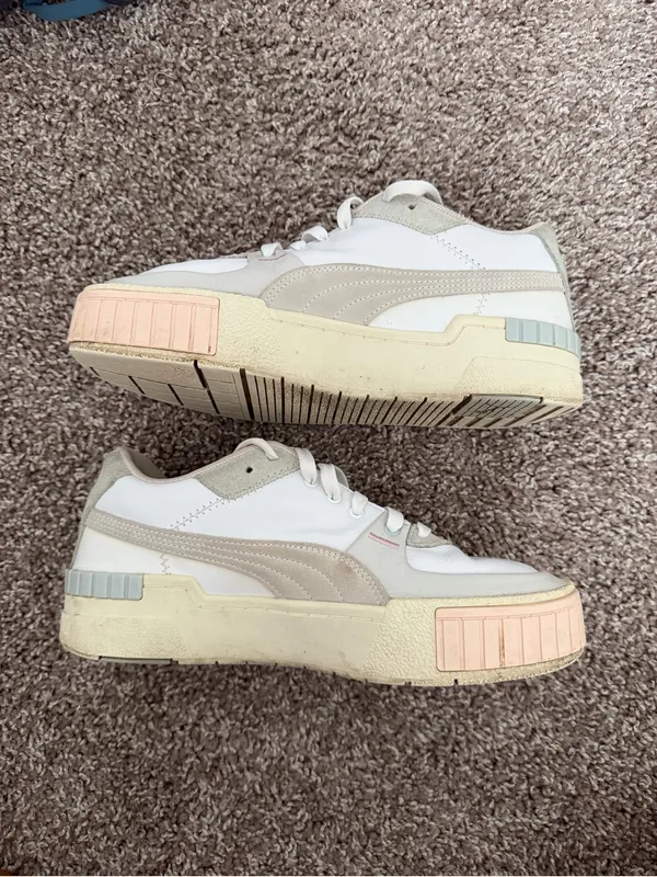 Puma Women's White Platform Sneakers with Pastel Pink & Light Gray Accents - Image 2