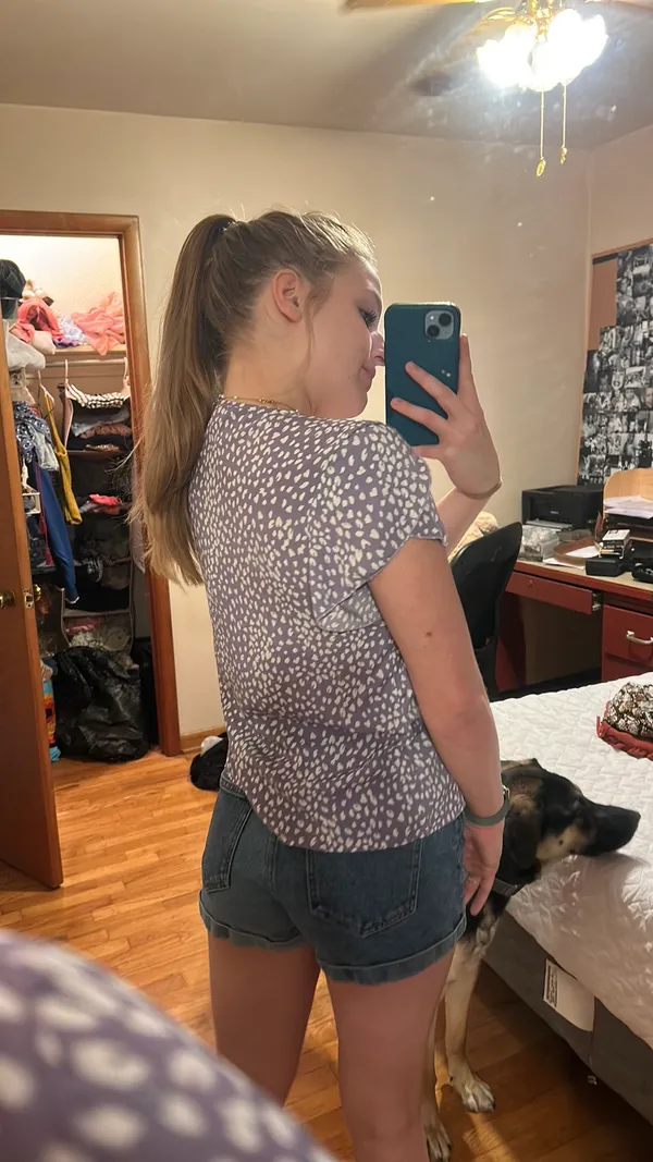 SheIn Purple Dalmatian Print Top - Image 3