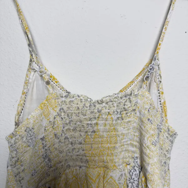 Rachel Zoe Women 100%‎ Cotton Dress S Yellow Paisley Eyelet Mini Boho Cottage - Image 2