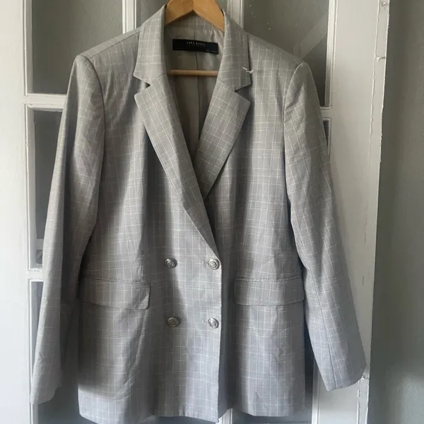 Zara Plaid Double Breasted Blazer - Image 2