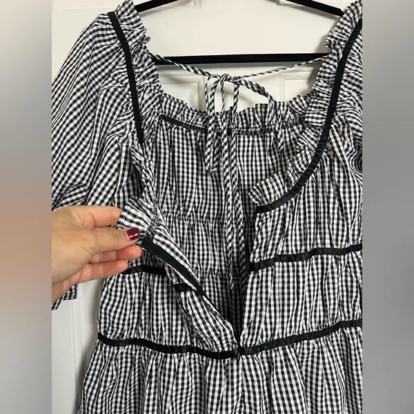 Cider Square Neck Ruched Puff Sleeve Midi Dress Size‎ Large - Image 8