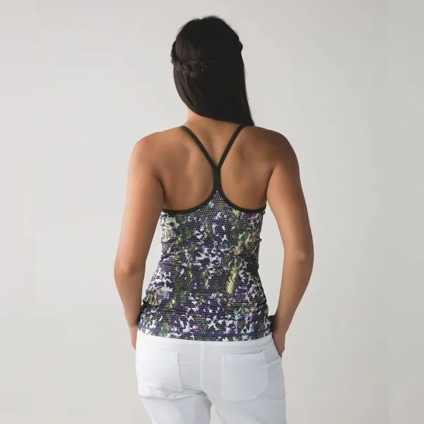 Lululemon Power Y Tank Lion Floral Sport White Multi / Gator Green Size 4 - Image 2