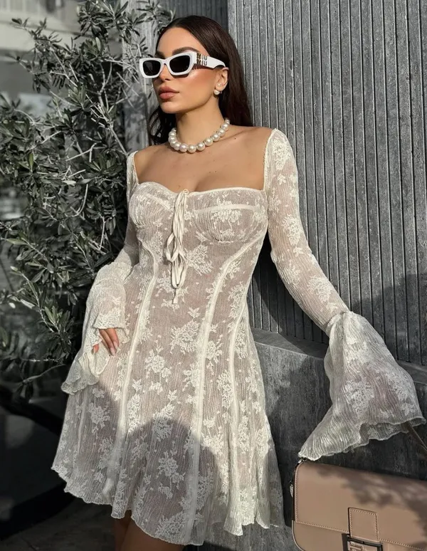 NWOT House of cb ANALISSA Vintage Cream Lace Corset Dress in long. Size Large+ - Image 13