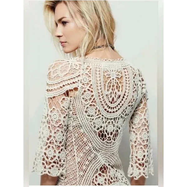 Jens Pirate Booty Free People Crochet Mini Dress Size XS off white / ivory - Image 2