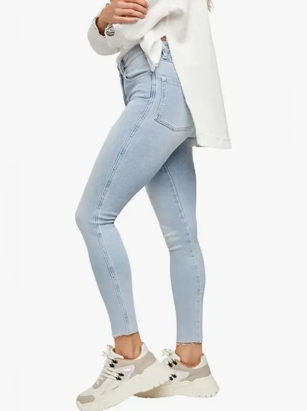 NWT Free People Women’s Frayed-Hem Mid-Rise Jegging Skinny Jeans Havanna Blue - Image 2