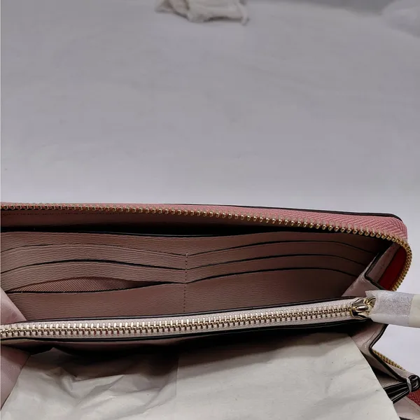 Kate Spade Womens Saffiano Leather Wallet Pink Zip Travel Minimalist Classic - Image 9