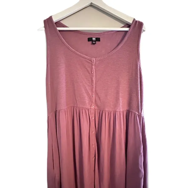 FRYE Women’s Maxi Dress Dusty Rose‎ Pink Mauve Size XL Sleeveless Button Front - Image 7