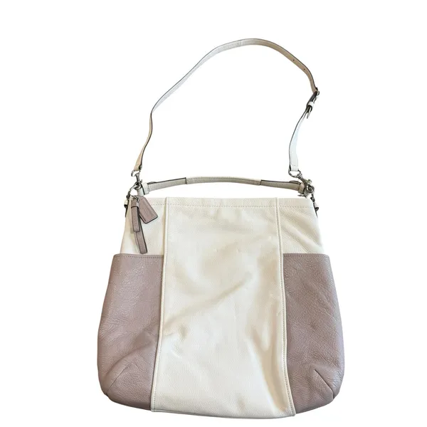 Coach Park Colorblock Leather Hobo Shoulder Bag Parchment Putty F31304 Silver - Image 2
