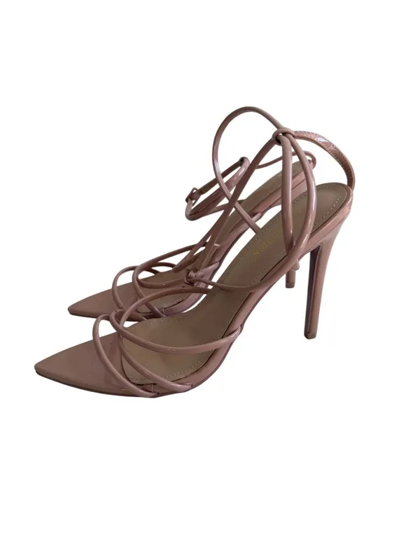 CAPE ROBBIN Nude Patent Strappy Sandals Heels Size 9 - Image 4