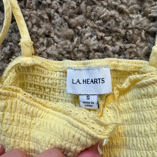 PacSun LA Hearts Yellow Babydoll Camisole Tank Top Size Women’s Small - Image 3