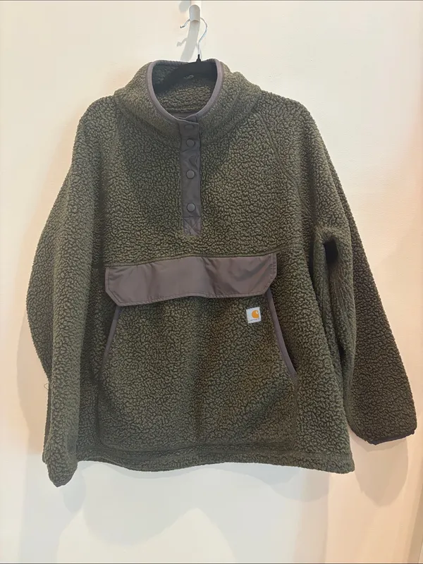 Carhartt Women’s Fleece Jacket Green Quarter Snap Size 1X - Image 2
