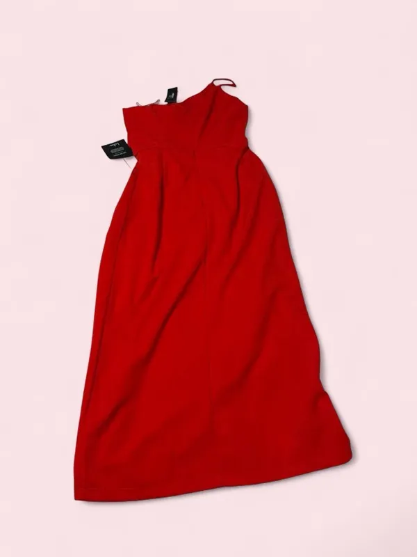 Lulu's One-Shoulder Red Midi Dress with Side Drape NWT - Image 3