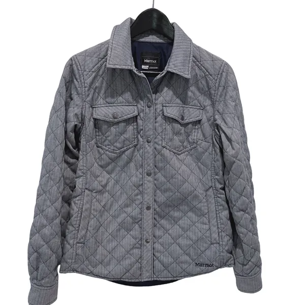 Marmot Riley Women's‎ Quilted Snap Front Shirt Jacket Blue Gray Size Small - Image 2
