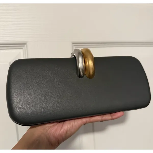 Zara Gray Gold Silver Rigid Clutch Purse‎ Crossbody Luxury Tik Tok - Image 2