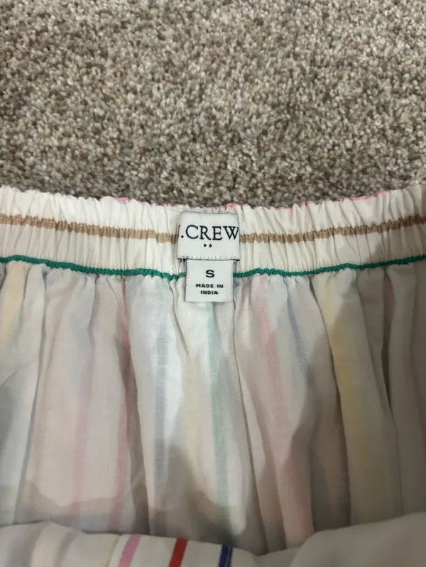 J Crew Factory Rainbow Stripe Button Front Poplin Midi Skirt Multicolored Size S - Image 3