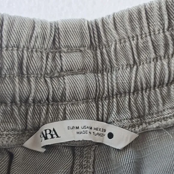 Zara‎ -172 Women's Grey Denim Joggers Raw Hem Size Medium - Image 2