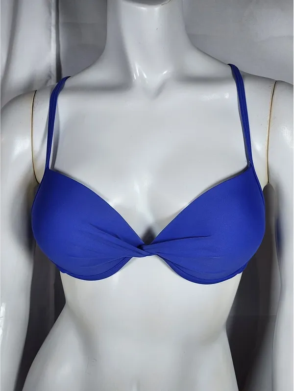 California Sunshine Blue Push Up Bikini Top with Strappy Back Detail Size S - Image 4