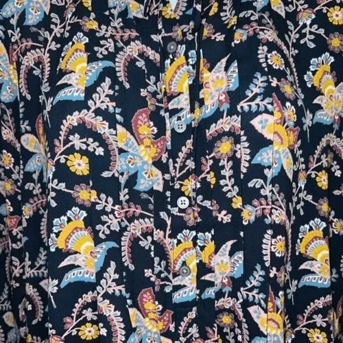 LOFT Long‎ Sleeve Ruffle Trim Pleated Front Paisley Print Blouse NWT Size Small - Image 6